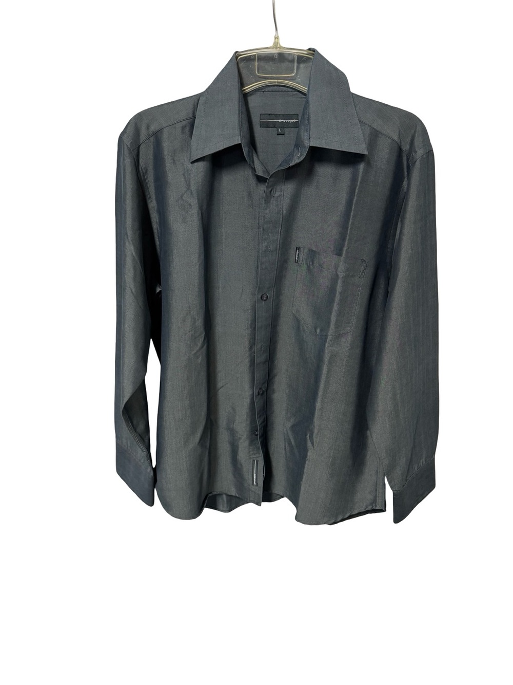 Men's Charcoal Long-Sleeve Button-Down Shirt - Classic Casual
